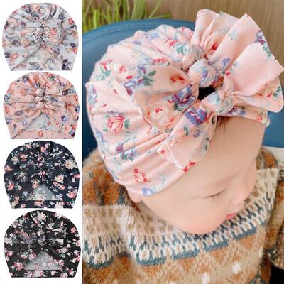 Baby Mädchen Motorhaube Hut weiche Kinder Kinder Druck Frühling Sommer Bowknot Beanie Cap
