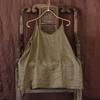 Johnature Dámske Vintage jednofarebné Camis Summer Casaul Jednoduché voľné topy Ramie