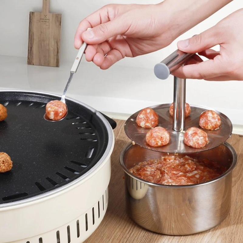 6/12 Hole Manual Meatball Machine Multifunctional Stainless Steel Meat Maker Home Kitchen Meatball Mold Meatball Making Set