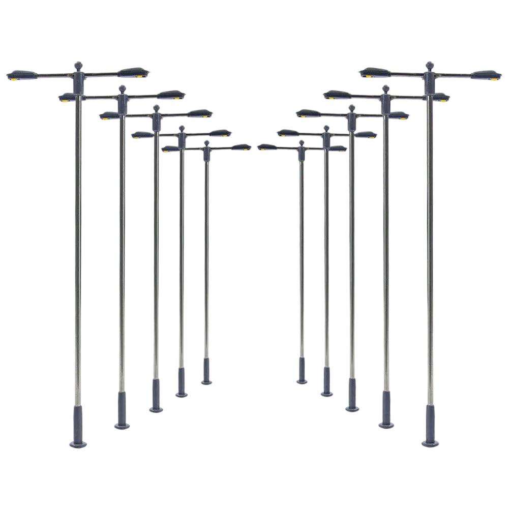 HO OO Scale 10pcs Model Street Lamp Height Adjustable 20mA Flexible For Adults Street Light Two-Heads White LEDS