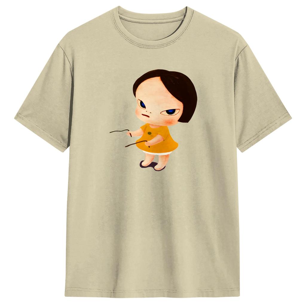 Aesthetic Yoshitomos Nara TShirt Unisexs Round Neck Short Sleeve Tops I Dont Want to Grow up Painting Cotton Summer Tops Shirts