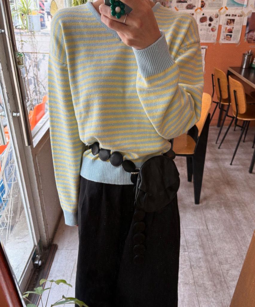 CGP (Women) V-Neck Striped Knit_Yellow