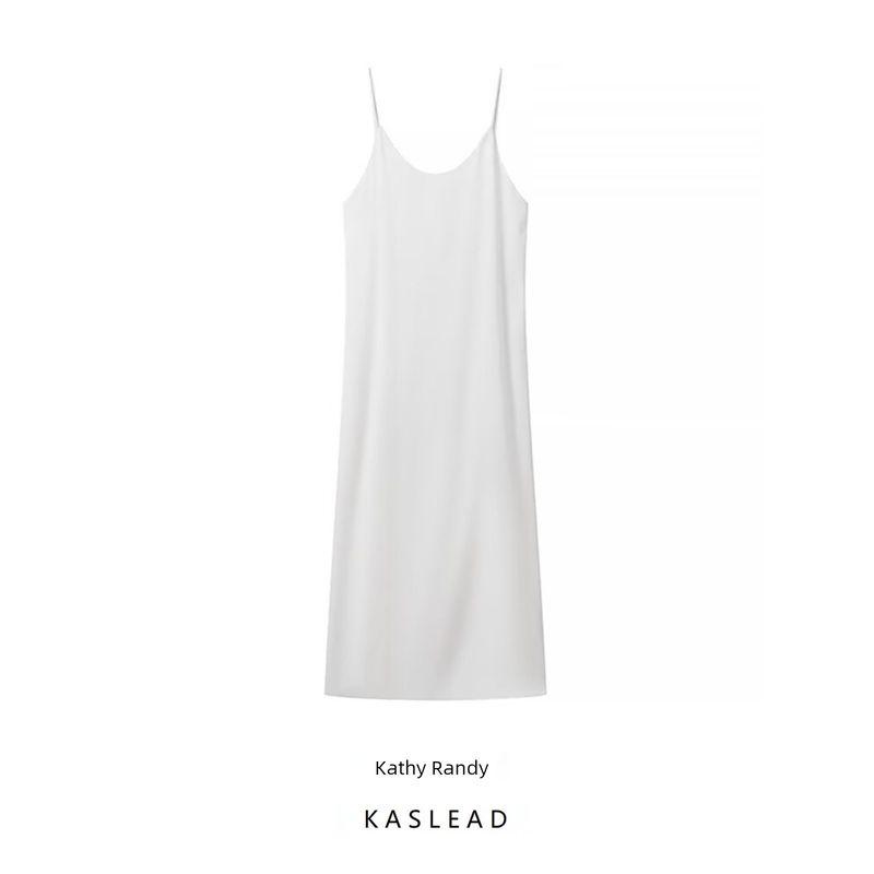 Kaslead New Arrival Women's Clothing Fashion Style Fashion Minimalist Casual Satin Double Layer Sling Dress