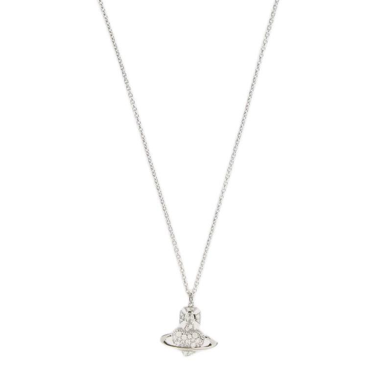 Vivienne Westwood Orb Logo Design Brass Necklace Women necklace Silver 630203G002P102 Basic Packaging-Dust Bag+Box