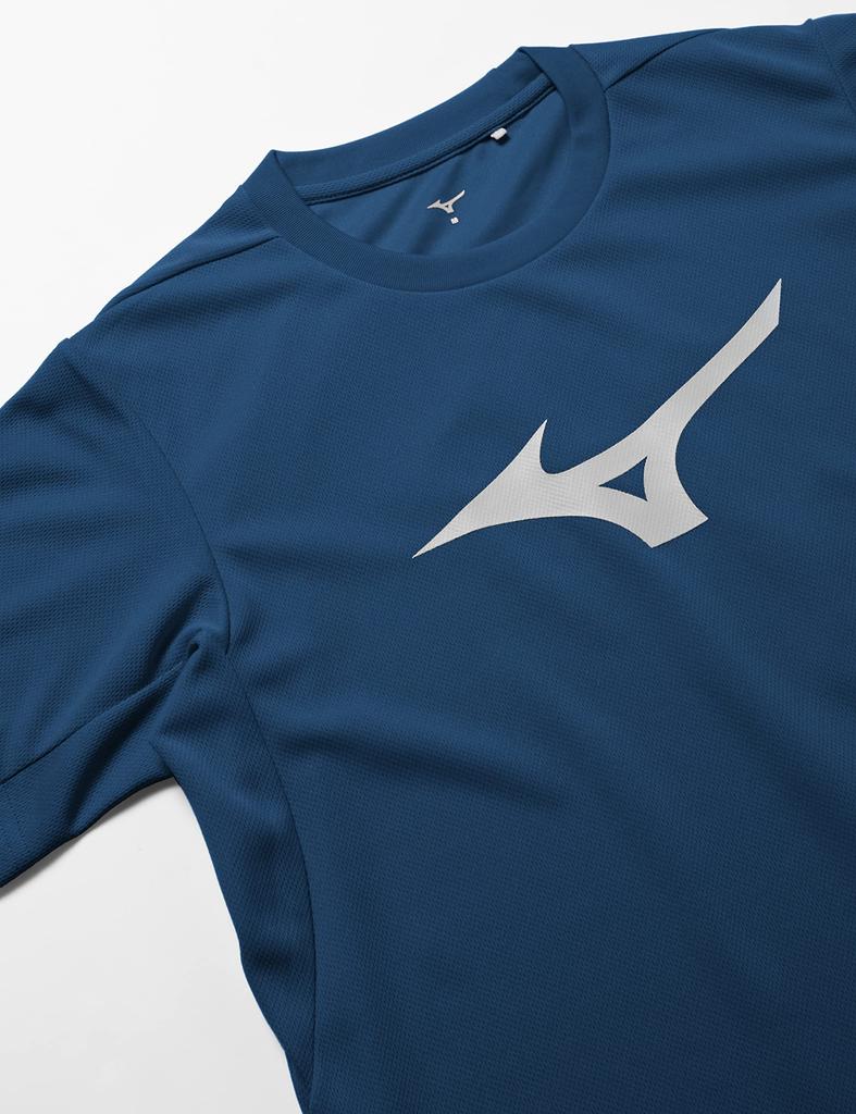 Mizuno Training Wear Short Sleeve with Big and Dress Size 32MAA155 T-Shirt Logo, Moisture-Wicking Quick-Drying, Navy, XL,