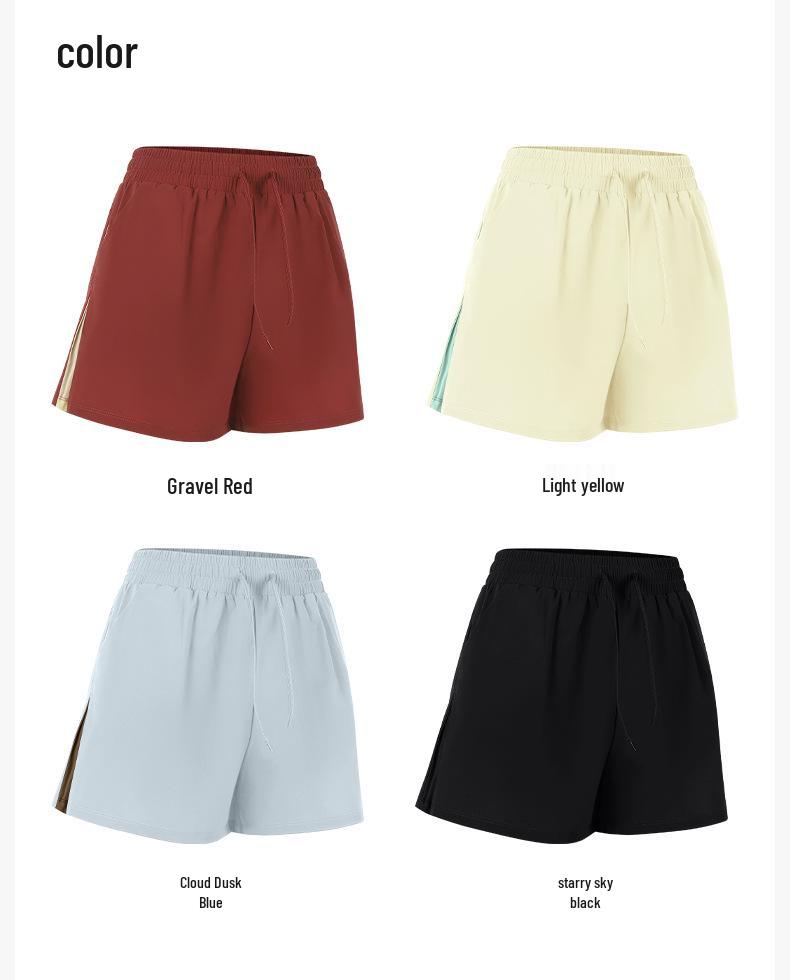 Women's Quick-Dry Sports Shorts, Anti-Exposure, Breathable with Pockets, Color-Blocked Fitness Bermudas.