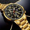 3pcs/set Fashion Men's Casual Quartz Watch Stainless Steel Wrist Watch & Bracelet & Necklace, Men's Gifts