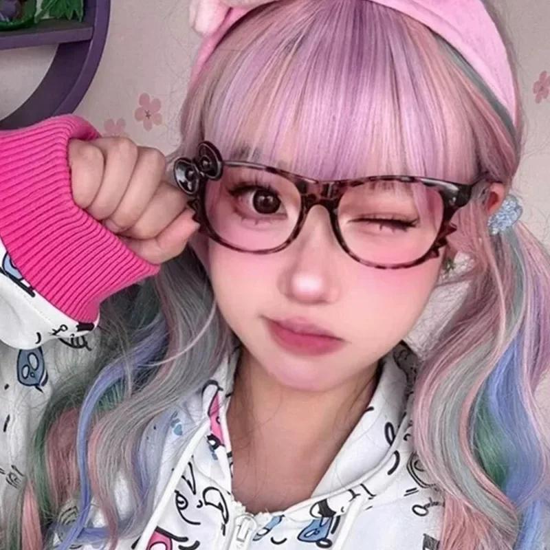 Leopard Eyeglass Frame  Girls Retro Bow Tie Comfortable Eye Glasses Cute Cosplay Party Leopard Eyeglasses Fashion Gifts