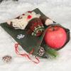 New Year Christmas Decorations for Home Linen Drawstring Gift Bag Large Candy Christmas Bags Holiday Cartoon Apple Bag