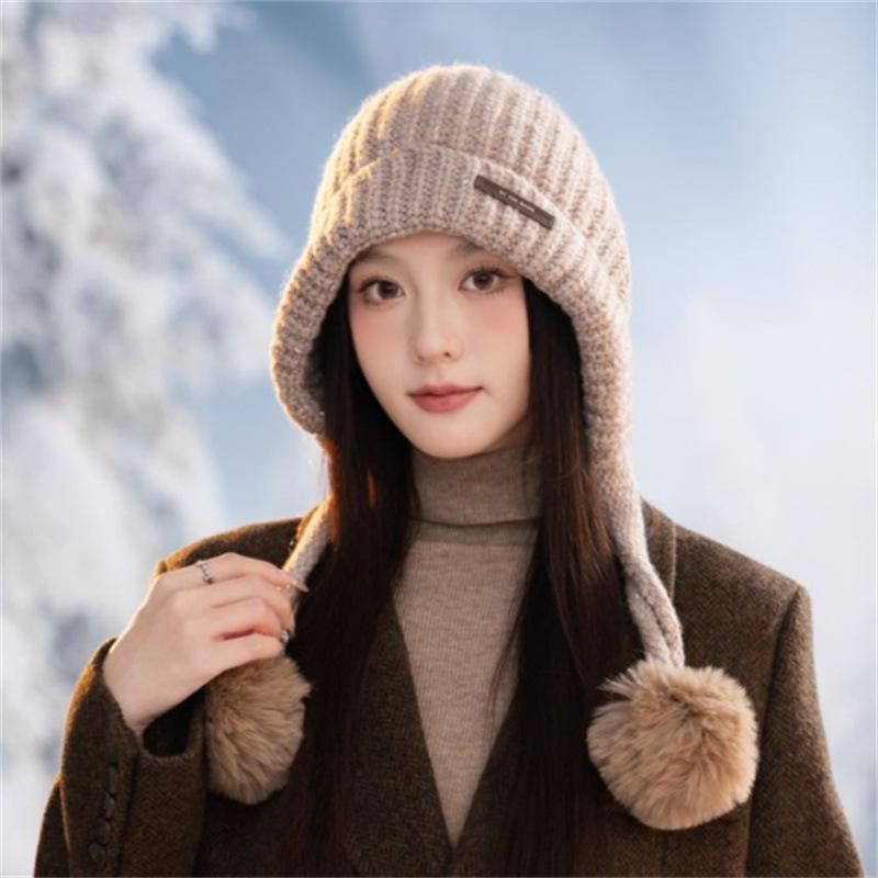 Beanie Hat with Earflap, Stretchy Acrylic Fabric, Adjustable Cap, and Storage Pocket, Hand Wash or Dry Clean