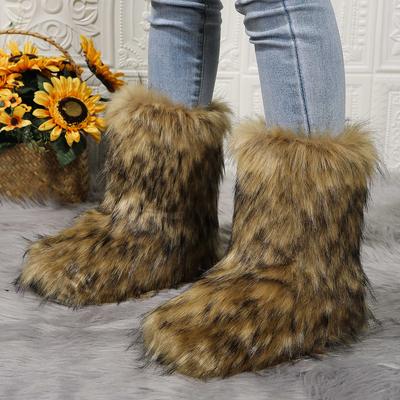 Nuevo Invierno Piel Mono Piel de Mapache Femenino Botas de Nieve Zapatos de Piel Botas de Media Caña para Exterior