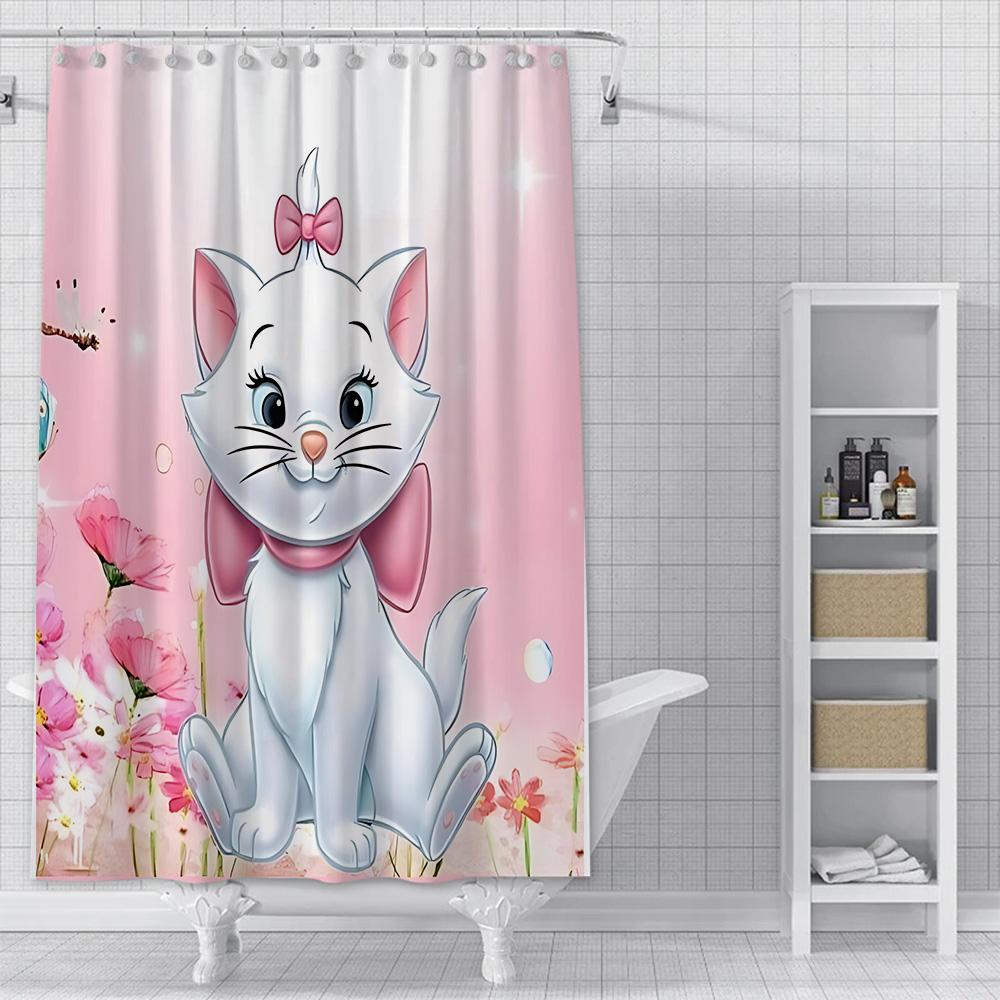 Shower Curtain Waterproof Polyester Fabric Paint Colorful Bath Disneys Marie Cat Curtains Home Bathroom Decor Curtain With Hook