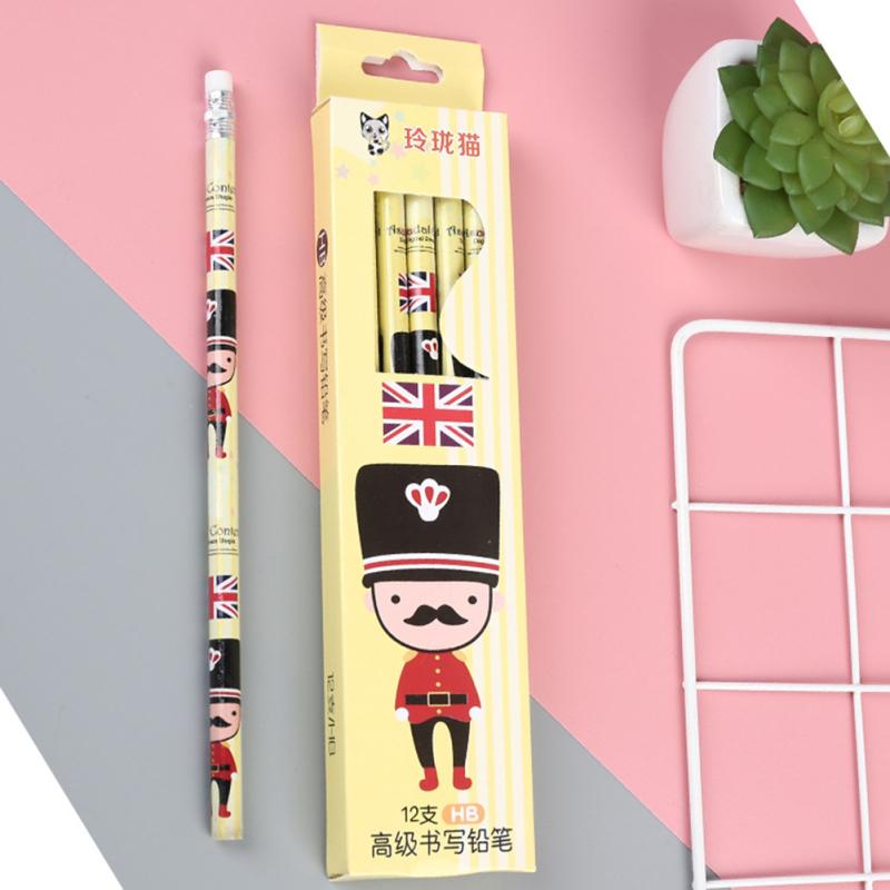 Drewniane dzieci Cartoon pisanie ołówkiem bezołowiowe Hb rysowanie ołówkiem artykuły papiernicze do pisania malowania