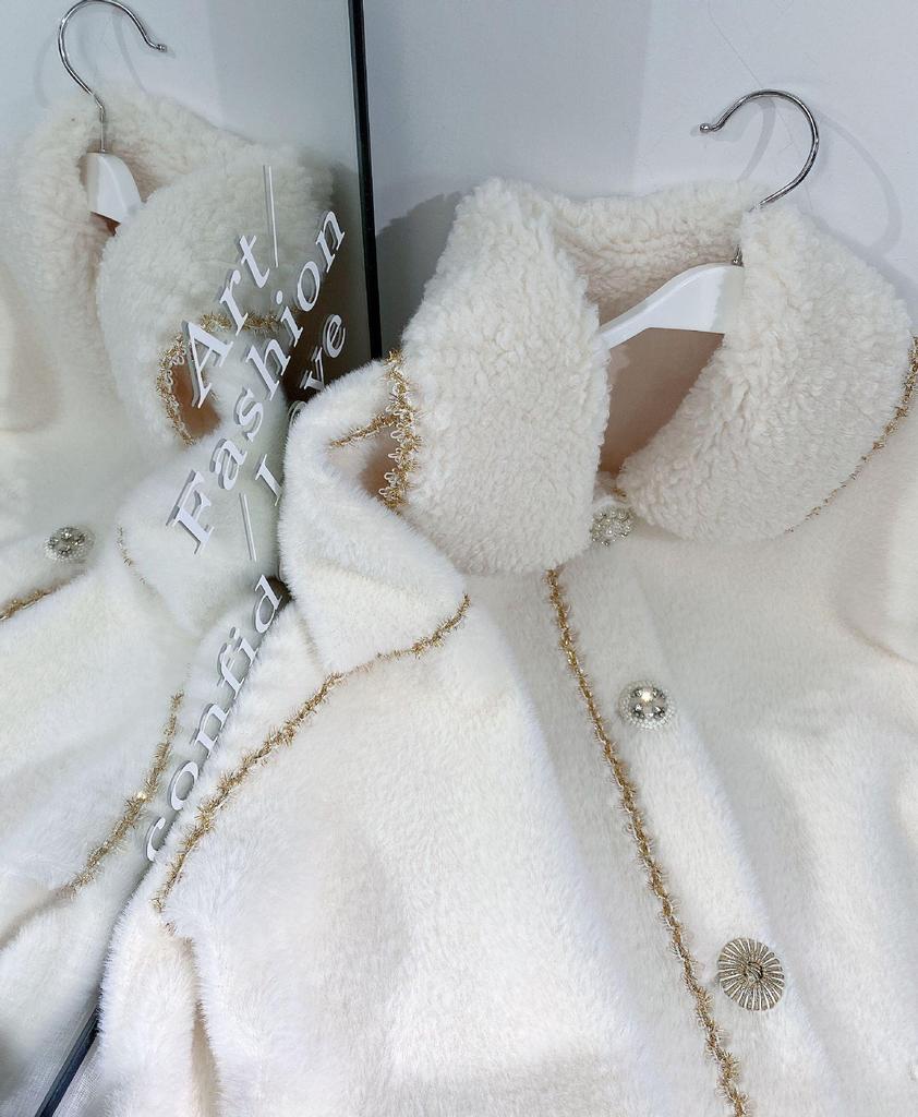 Women's Faux Fur Slim Mid-Length Woolen Coat for Autumn and Winter