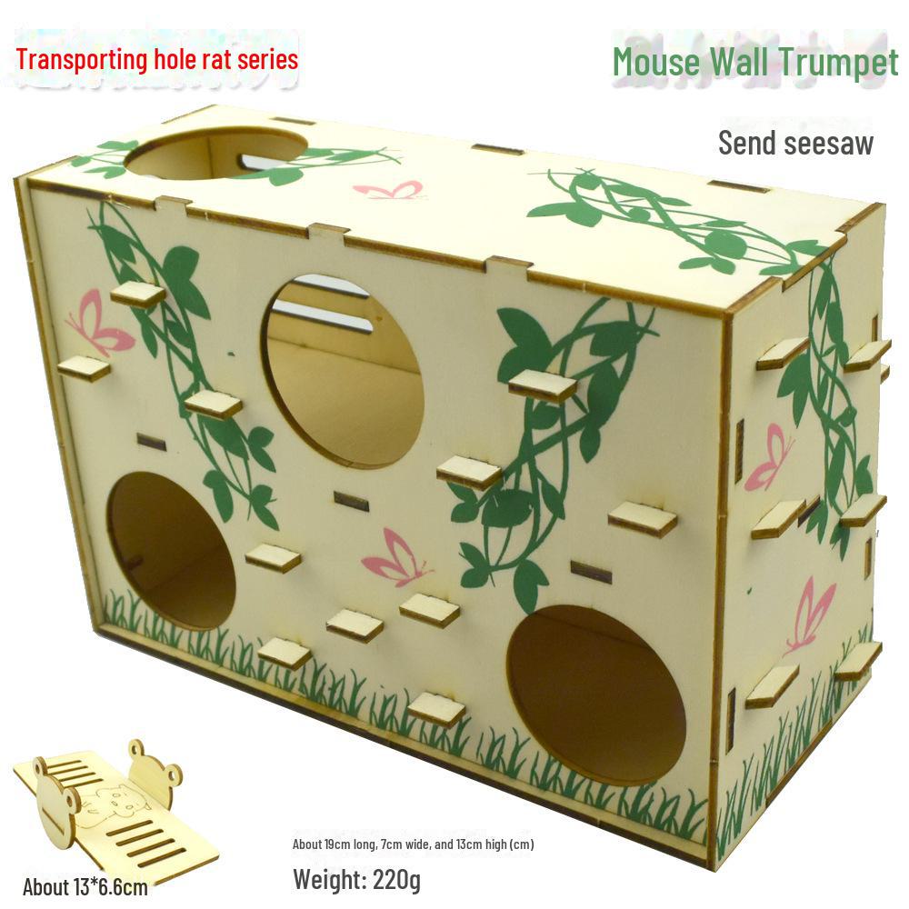 Hamster Spieltunnel aus Massivholz: Sportbahn, Treppensteigen, Unterstand & Fitnessplattform.