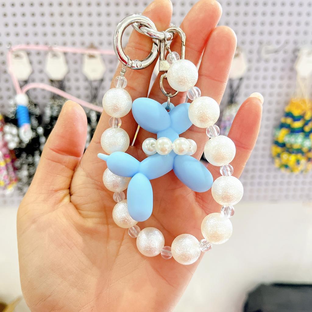 Colorful Beaded Flower Keychain, Kawaii Acrylic Flower Bag Charm with Clip