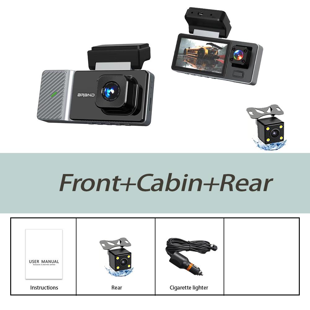 

3-дюймовый IPS Dash Cam автомобильный видеорегистратор HD1080P 170Wide Angle Super Night Vision Мобильный Интернет Передний Карбин Задний Вид 3 Линзы Черный Ящик none