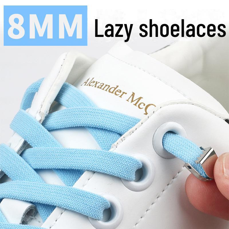 Czarno-białe elastyczne sznurowadła bez wiązania dla dorosłych i dzieci – idealne do butów sportowych