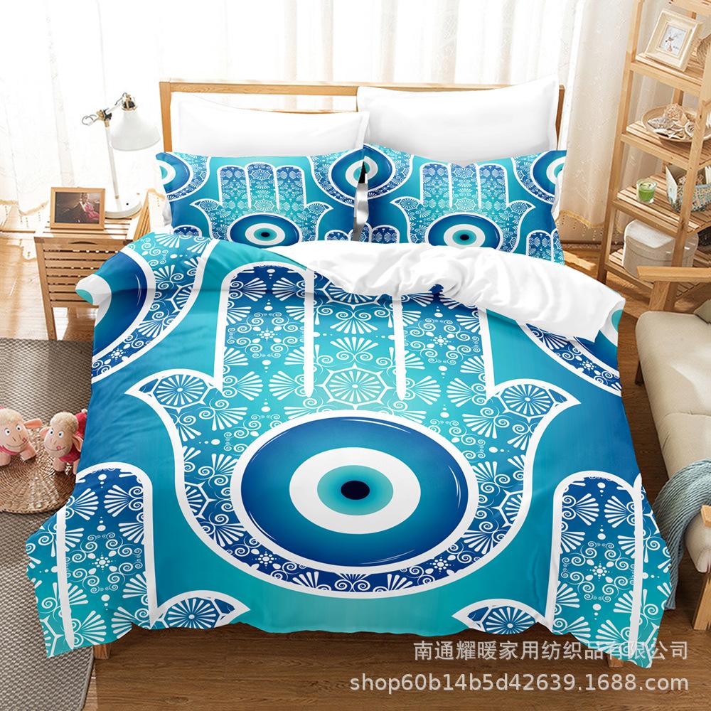 3D Digital Printing Bedding Four-Piece Set Three-Piece Set Buddha Statue Bed Sheet Quilt Pillow