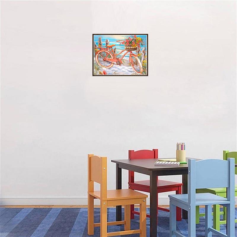 5D-Diamantgemälde mit vollem Rundbohrer, Fahrrad- und Blumenstickerei