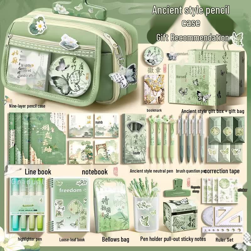 ShuXing Chinese Style High-Capacity Pencil Case for Girls