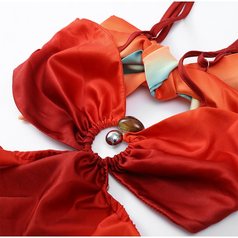 Tie-Dye Farbverlauf Ausgeschnitten Damen Maxi Kleid Elegant Schulterfrei A-Linien Saum Lange Kleider Neu Sommerurlaub Damenroben