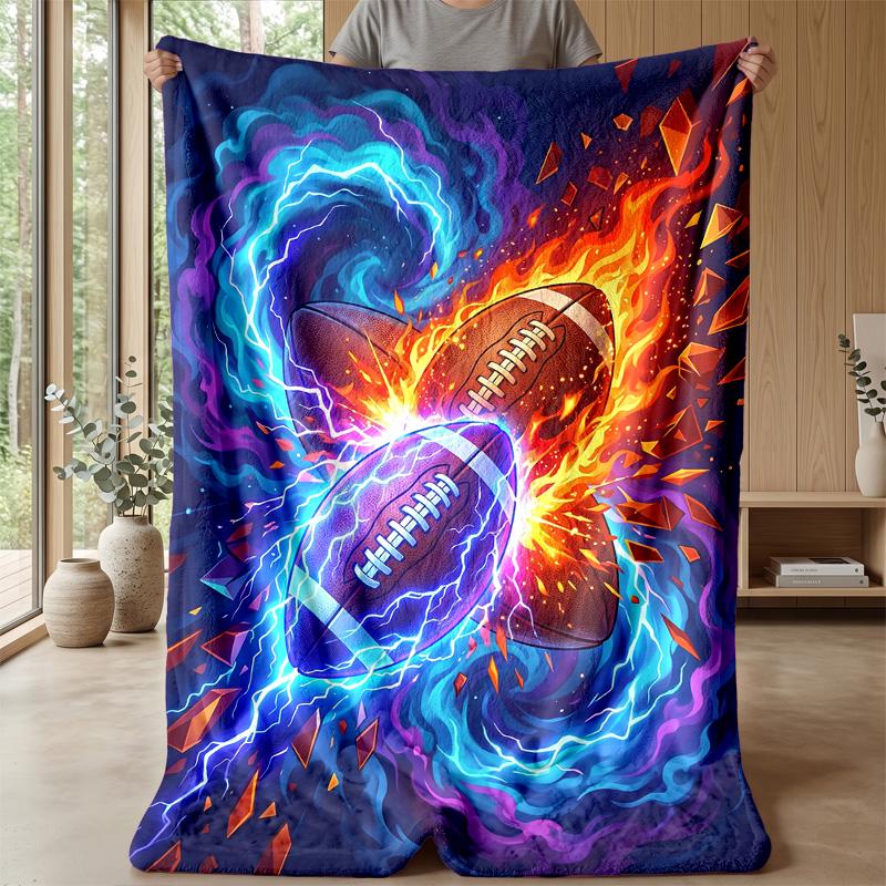 Electric Football Firestorm Theme blanket Lightweight Warm Flannel Blanket Decorative Throw Blanket for Home Decoration