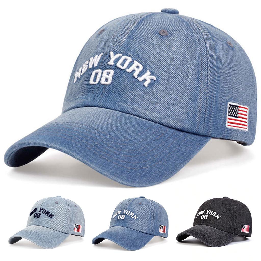 Cowboy Embroidered Baseball Hat NEW YORK Embroidered Duck Tongue Hat Used Sunshade Curved Brimmed Hat