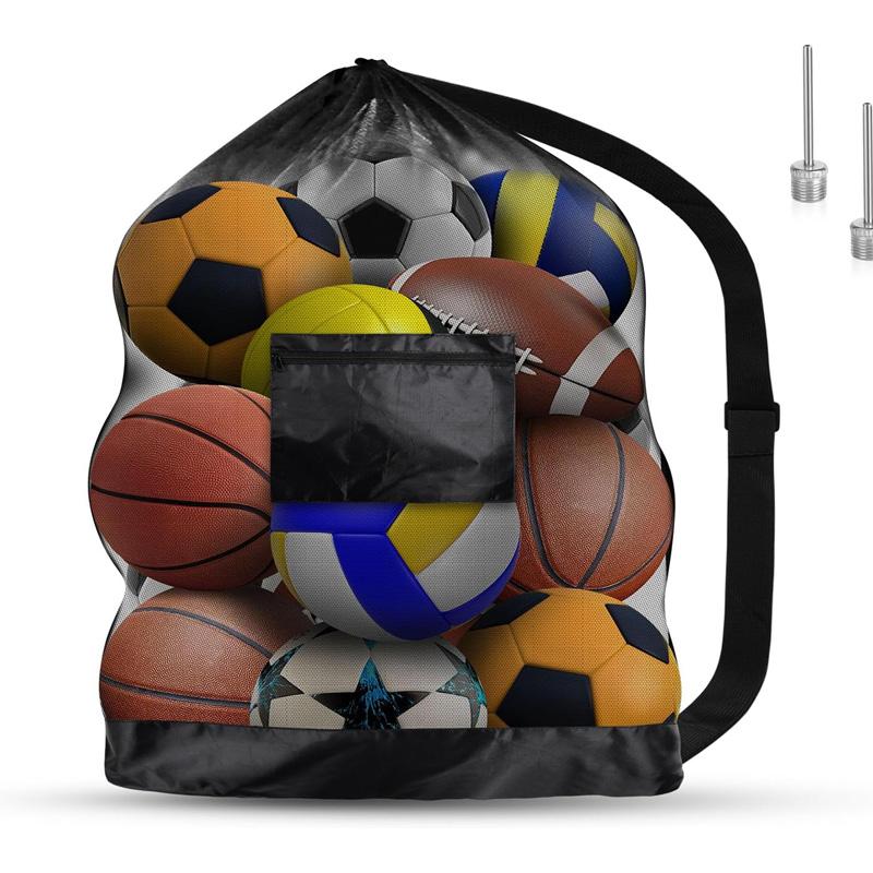 Extra Large Football Mesh Bag Adjustable Shoulder Strap Drawstring Bag Storage Bag for Basketball Football Rugby Ball Volleyball