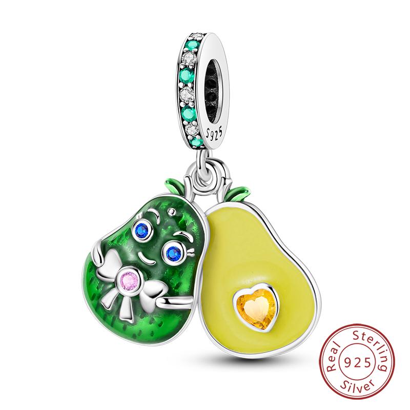 Fit Qikaola Original Bracelets Fashion Durian Cherry Watermelon Banana Fruit Copper Charms Beads Diy Birthday Jewelry Gifts