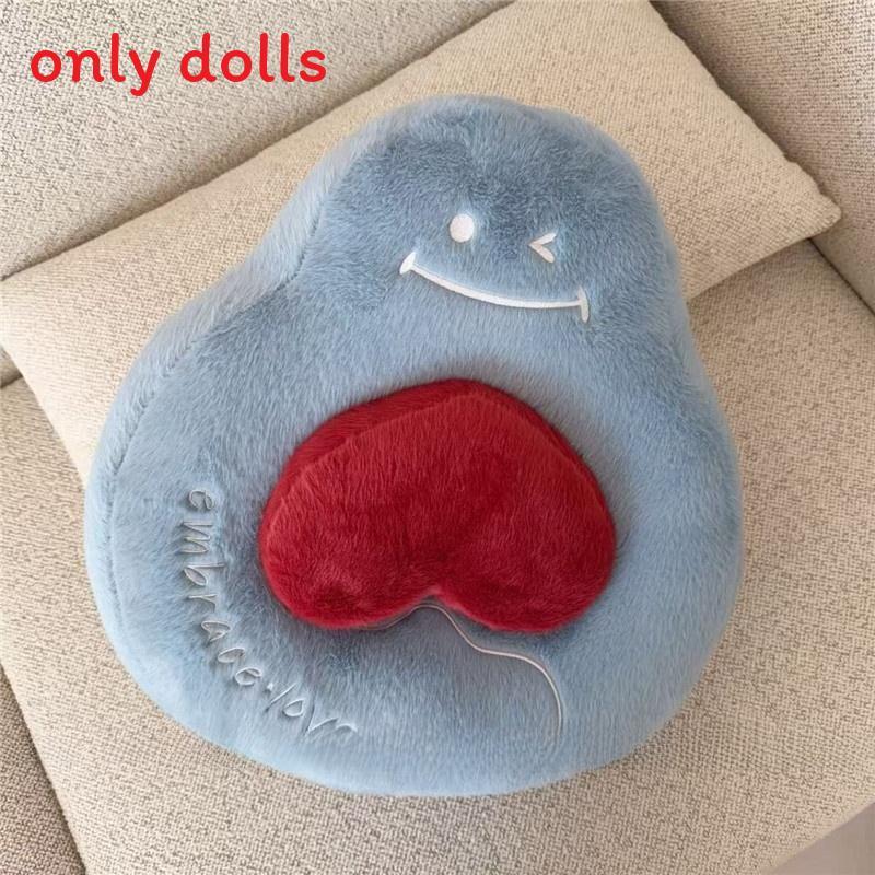 Heartshaped Plush Cushion With Embroidered Stitching For Romantic Home Decor Gift For Couples синий