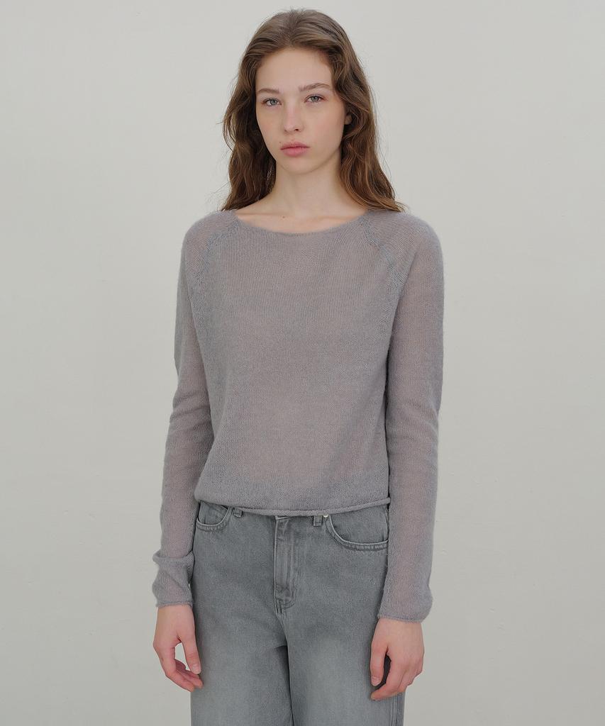 ANDNEEDS Boat Neck Sheer Knit (Blue Gray)