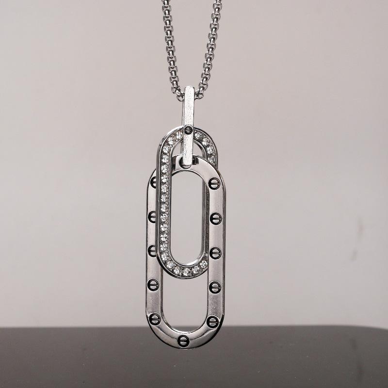 Double Ring Boys Hip Hop Versatile Unisex Simple Men's and Women's Pendant Necklace