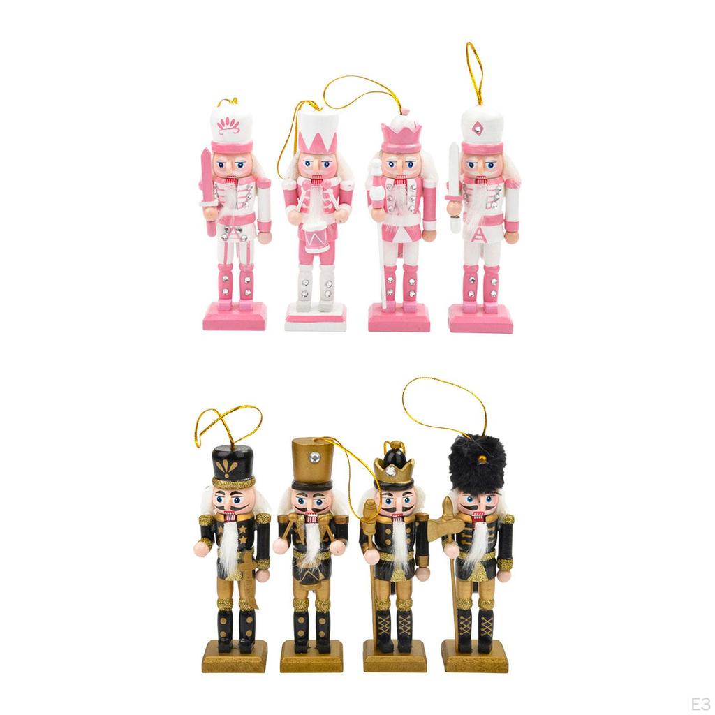 4 Pieces Nutcracker Soldier Figurine Sculptures Photo Props Pendant Figures Toy for Home