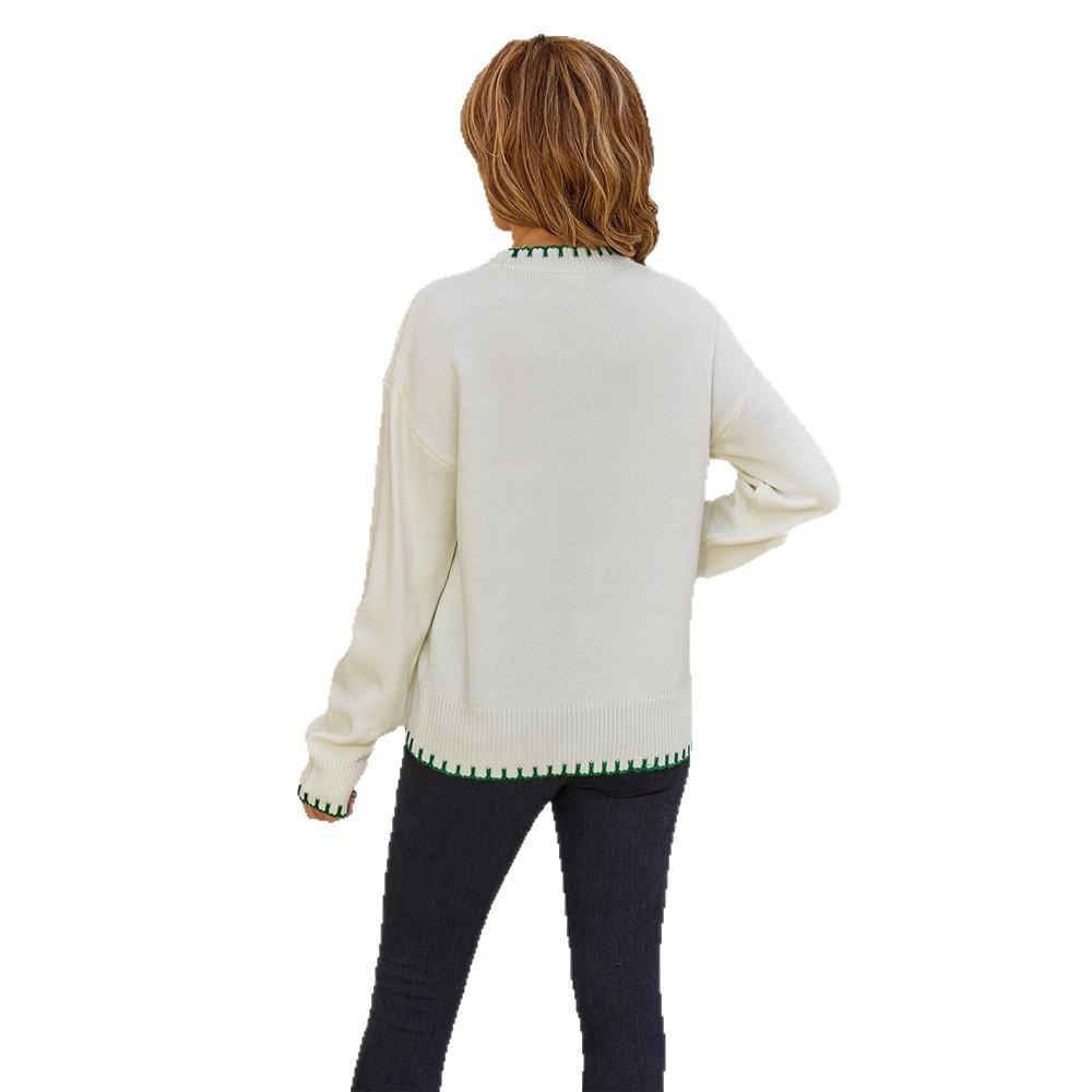 Lemon Jacquard Pullover Sweater, A New Large-sized Versatile Round-neck Knitted Top for Autumn and Winter