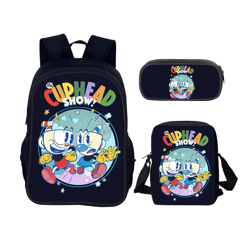 Cuphead Backpack Set For School And Travel With Nylon Construction And Multiple Compartments