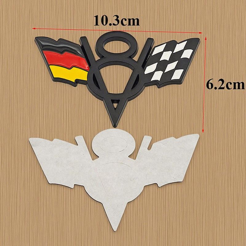 3d Metal American V8 United Kingdom Germany USA National Flag Logo Car Bumpers Side Badge Rear Trunk Sticker ID Plate Sticker Car Accessories