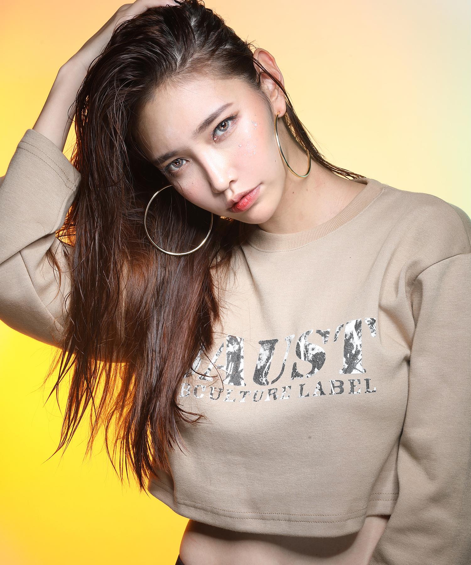 Baust Logo Print Loose Fit Crop Sleeve [Beige] Beige/Free