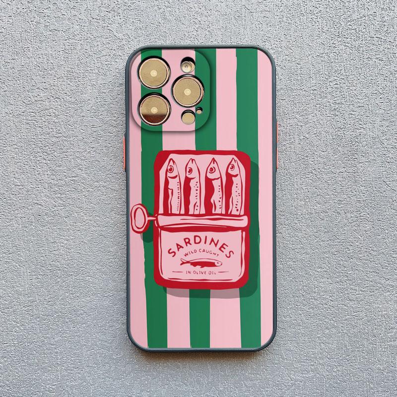 

Чехол для телефона с рисунком рыбы сардины для iPhone 11 12 13 Mini 14 16 15 Pro Max 7 8 Plus SE2 X XR XS Противоударные черные чехлы For iphone 16Pro