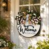 Flower Welcome Sign 2D Flat Hanging Decoration Garlands Door Wreath  Home Decor