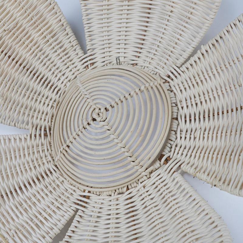Nordic Flower Wall Hanging Rattan Weave Boho Decor for Living Room Photo Background