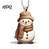 Durable Acrylic Hanging Pendant Cute Snowman Pendant 2D Flat Car Rearview Mirror Charming Winter Holiday Decoration with Keychain Ring Christmas