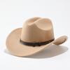 European and American Popular Belt Buckle Big Edge Curling Top Hat, Western Cowboy Hat, Woolen Felt Hat Jazz Hat