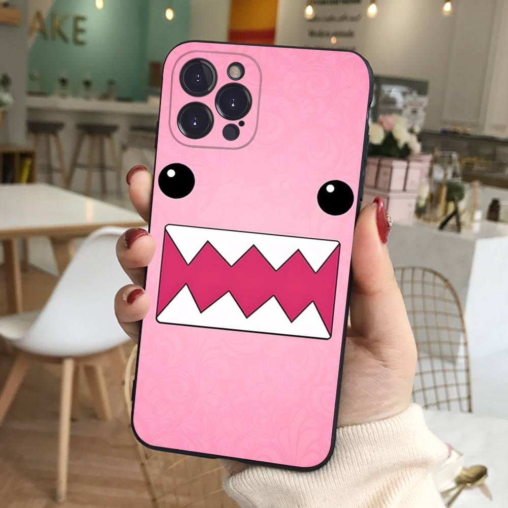 Cute Domo-Kun Black Soft Phone Case For IPhone 16 15 14 13 11 12 17 Pro Max Mini Plus
