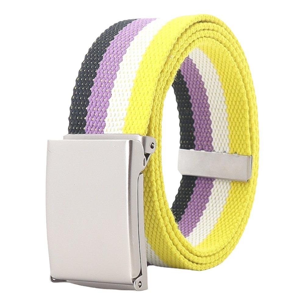 Stripe Canvas Waist Belt Metal Buckle Nylon Belt Fashion Men's Business Belt  Male