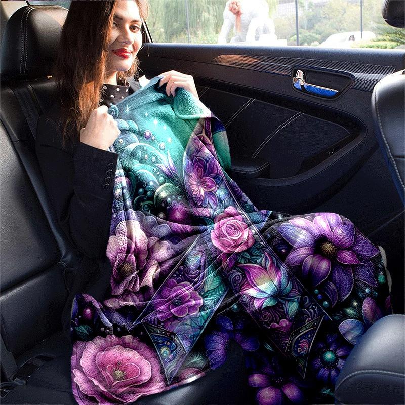 1pc Flower Printing Lightweight Flannel Blanket, Comfortable and Warm Blanket, for Camping Sofa Bed and Couch Office, Suitable for Gift Blank