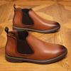 Autumn British Chelsea Boots Men's Retro Leather Short Boots Business Formal Pointed Office Oxford Shoes