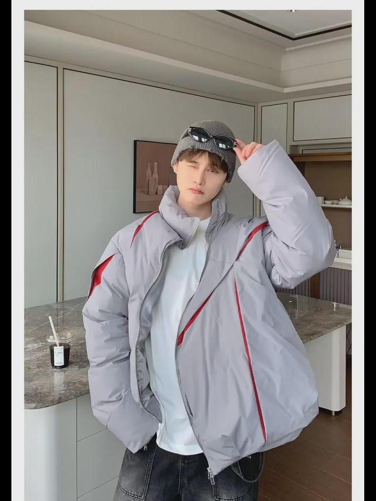 Unisex Trendy Pleated Stand Collar Cotton Jacket - Stylish and Warm Winter Coat