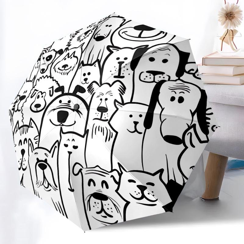 1pc Doodle Dogs Automatic Open/Close Umbrella - Compact Travel Umbrella, Gift for Birthday, Christmas, Anniversar yy251208199