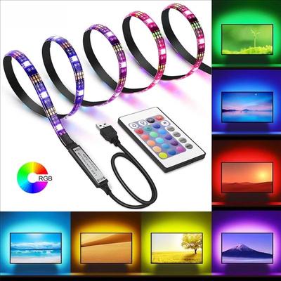 תאורת LED RGB פסית 5V עם בלוטות' USB, פס אור צבעוני לאווירת טלוויזיה ועיצוב קיר